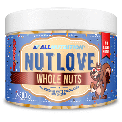 ALLNUTRITION NUTLOVE WHOLENUTS ALMONDS IN WHITE CHOCOLATE WITH COCONUT