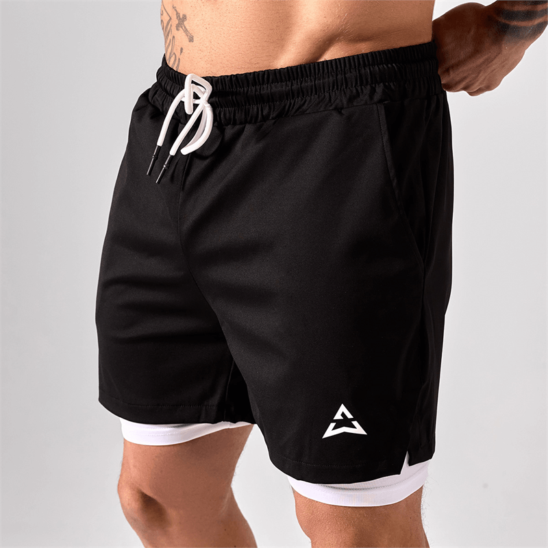 Allwear 2-in-1 SHORTS BLACK-WHITE