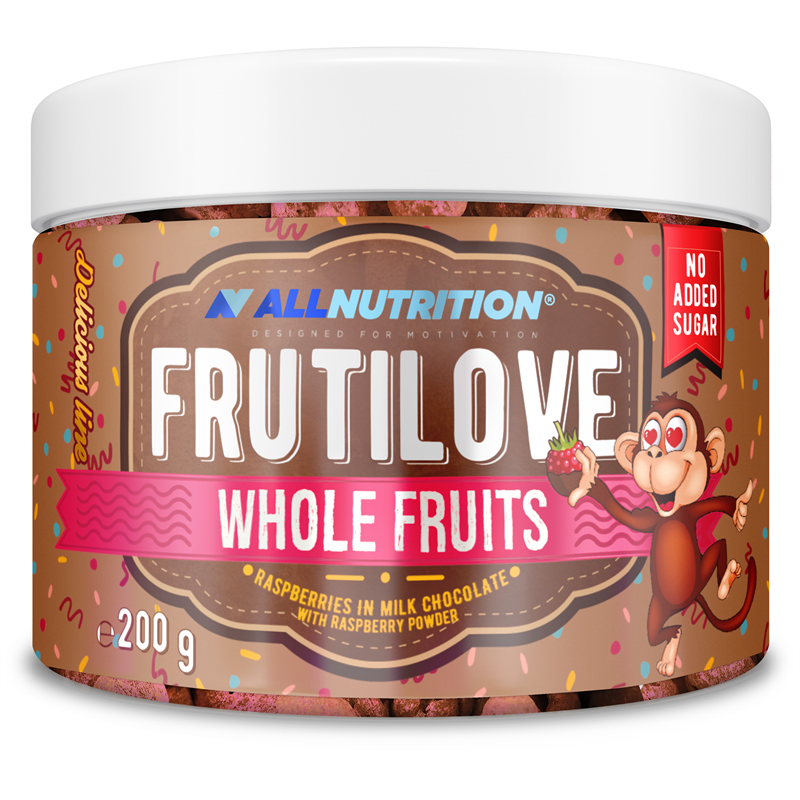 ALLNUTRITION FRUTILOVE WHOLE FRUITS RASPBERRY IN MILK CHOCOLATE WITH RASPBERRY POWDER